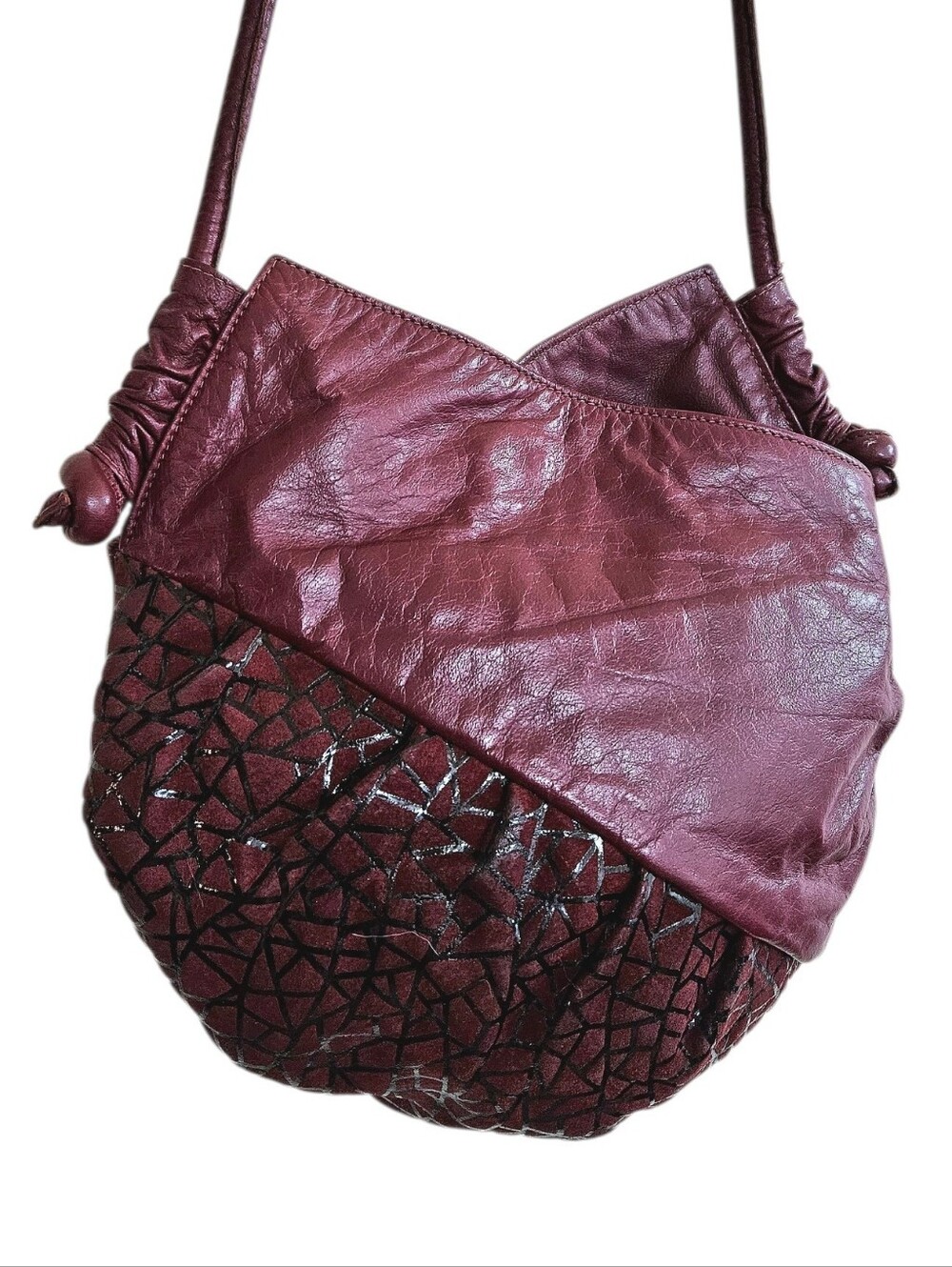 Vintage 1980s Memphis Style Battaglia Italian Leather Crossbody Bag